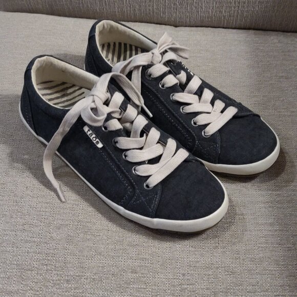 Taos Footwear Star Sneaker In Charcoal Washed Canvas Women's US 6.5 - Picture 2 of 6